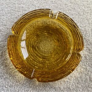 Amber Glass Decorative Ashtray.